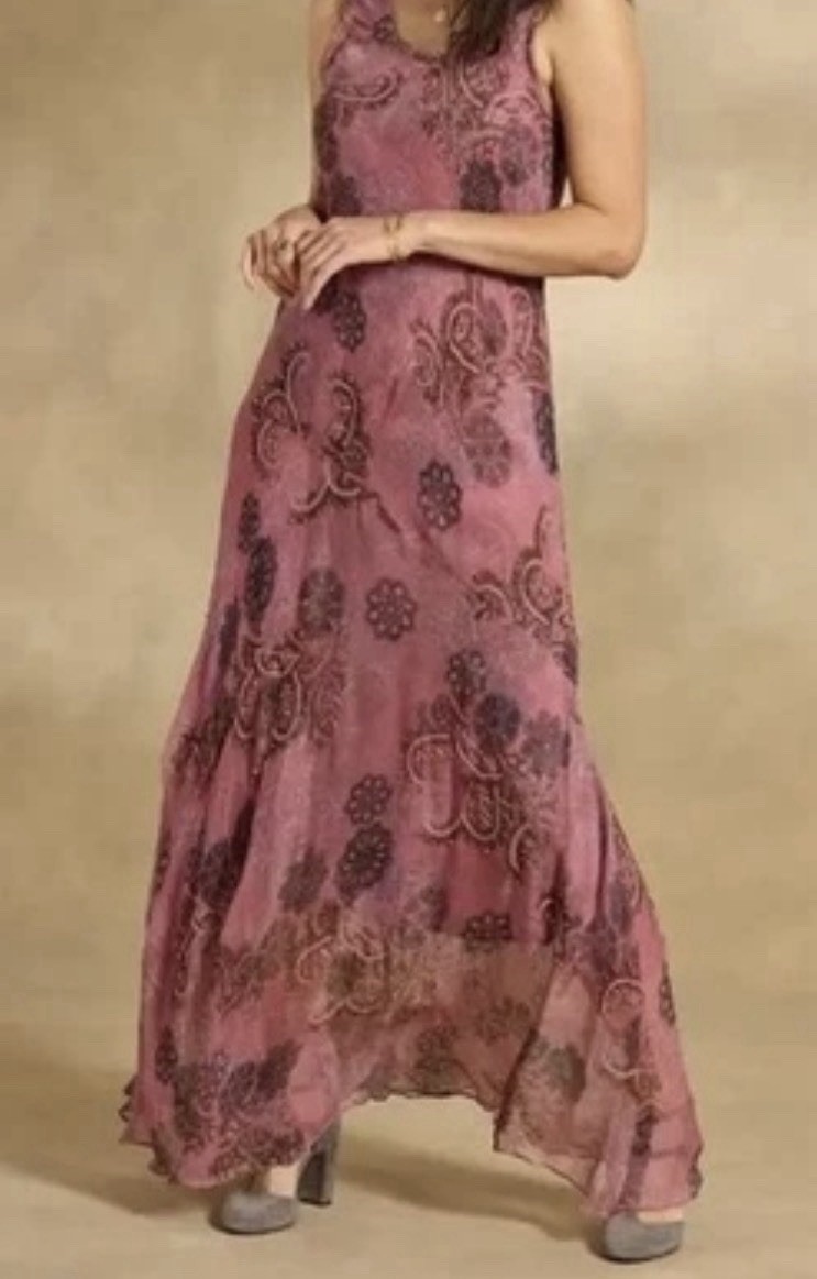 NWT Sundance Catalog “Luella” Pink Floral Beaded Dress Size 12 Orig $268