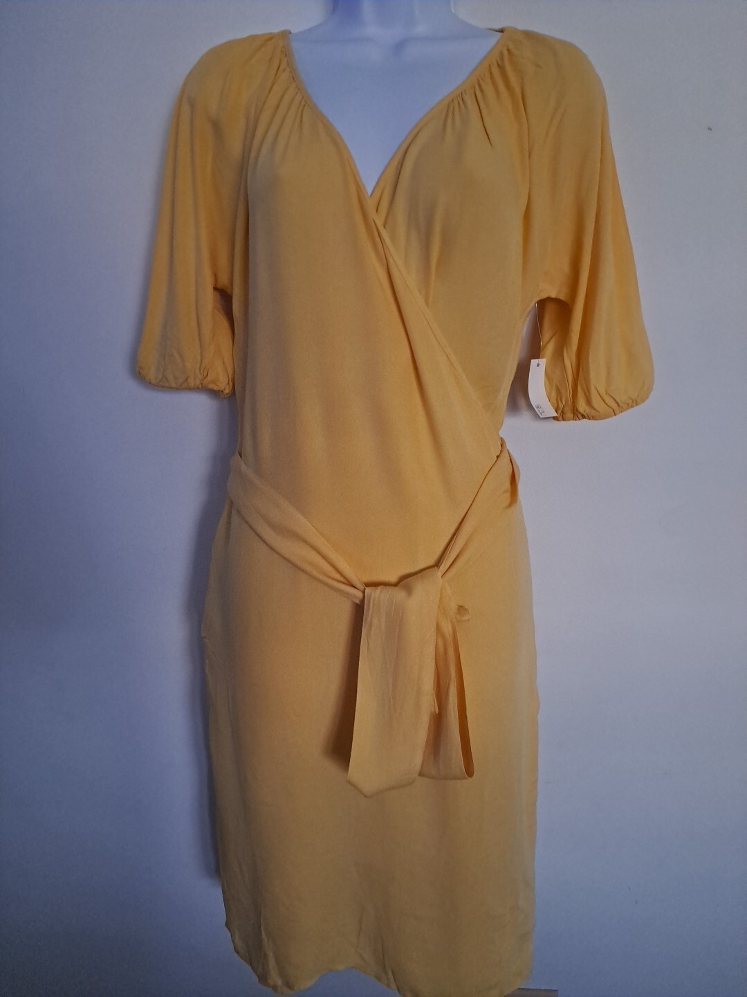 Goodthreads Women’s Mindi Wrap Fluid Twill Dress Light Yellow Size Small