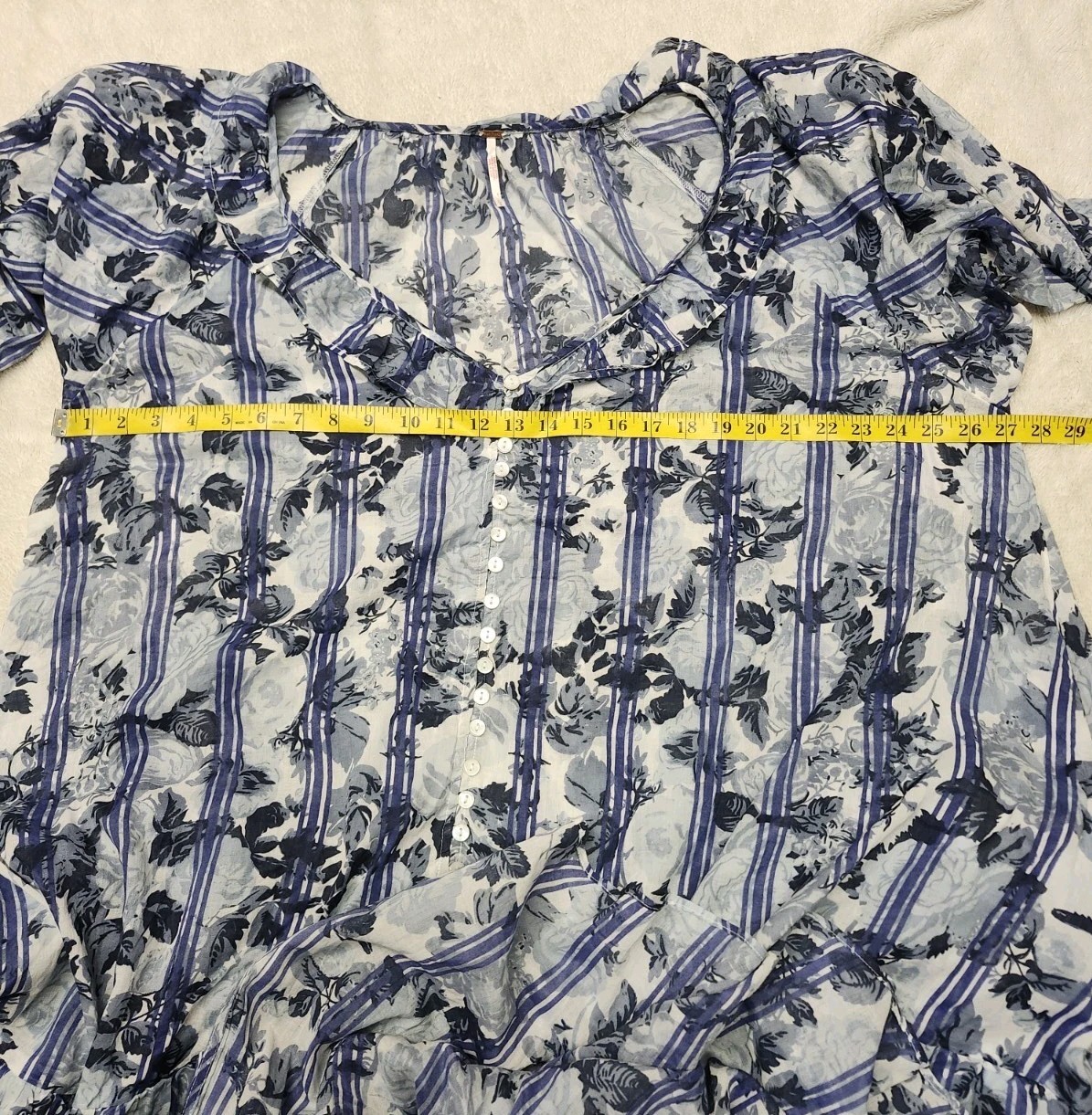 • Free People Dainty Ruffle Cottage Garden Wonders Maxi Dress Blue Combo Large