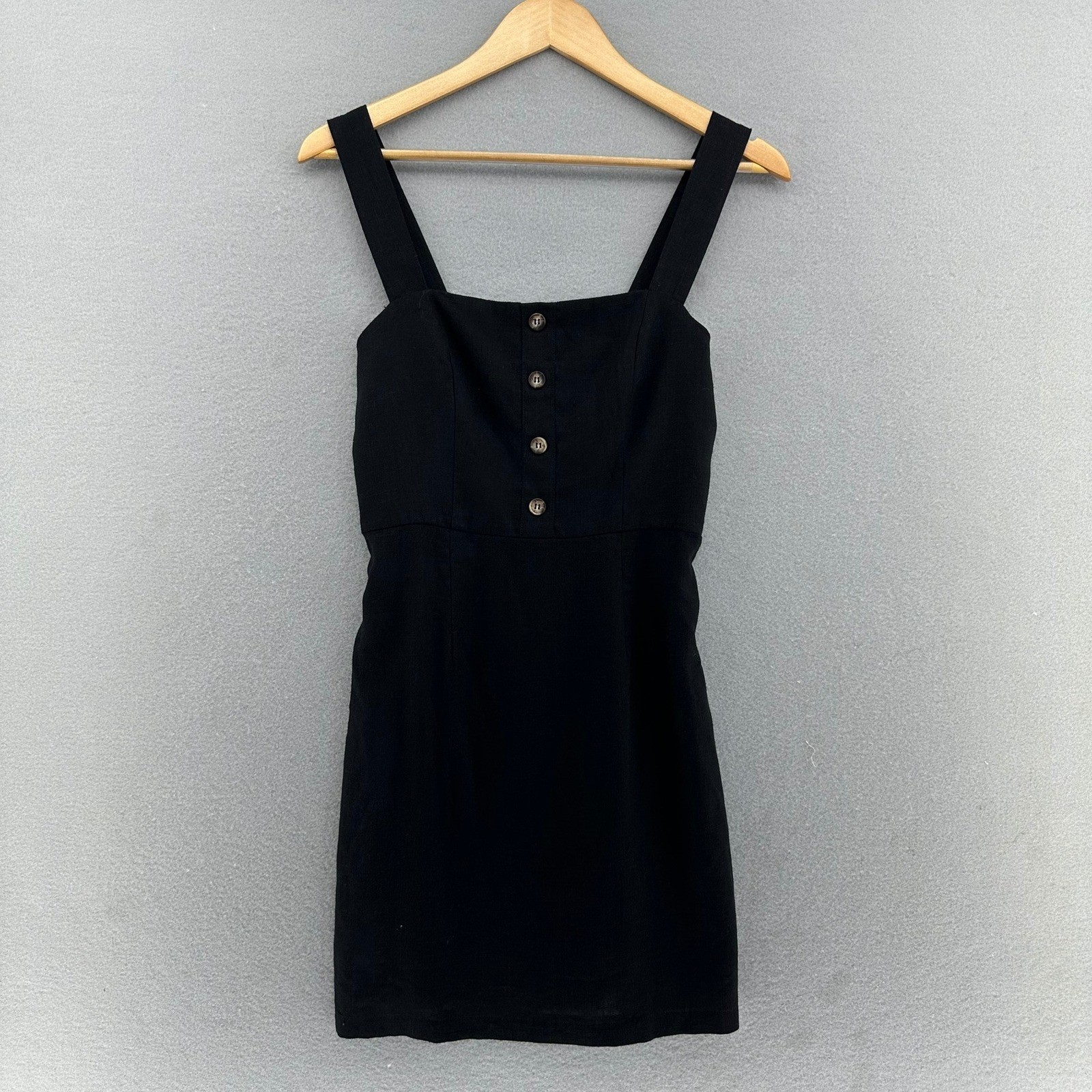 Y2K Madeline & Monroe Mini Dress Button Front Black Women Small Simple Cute