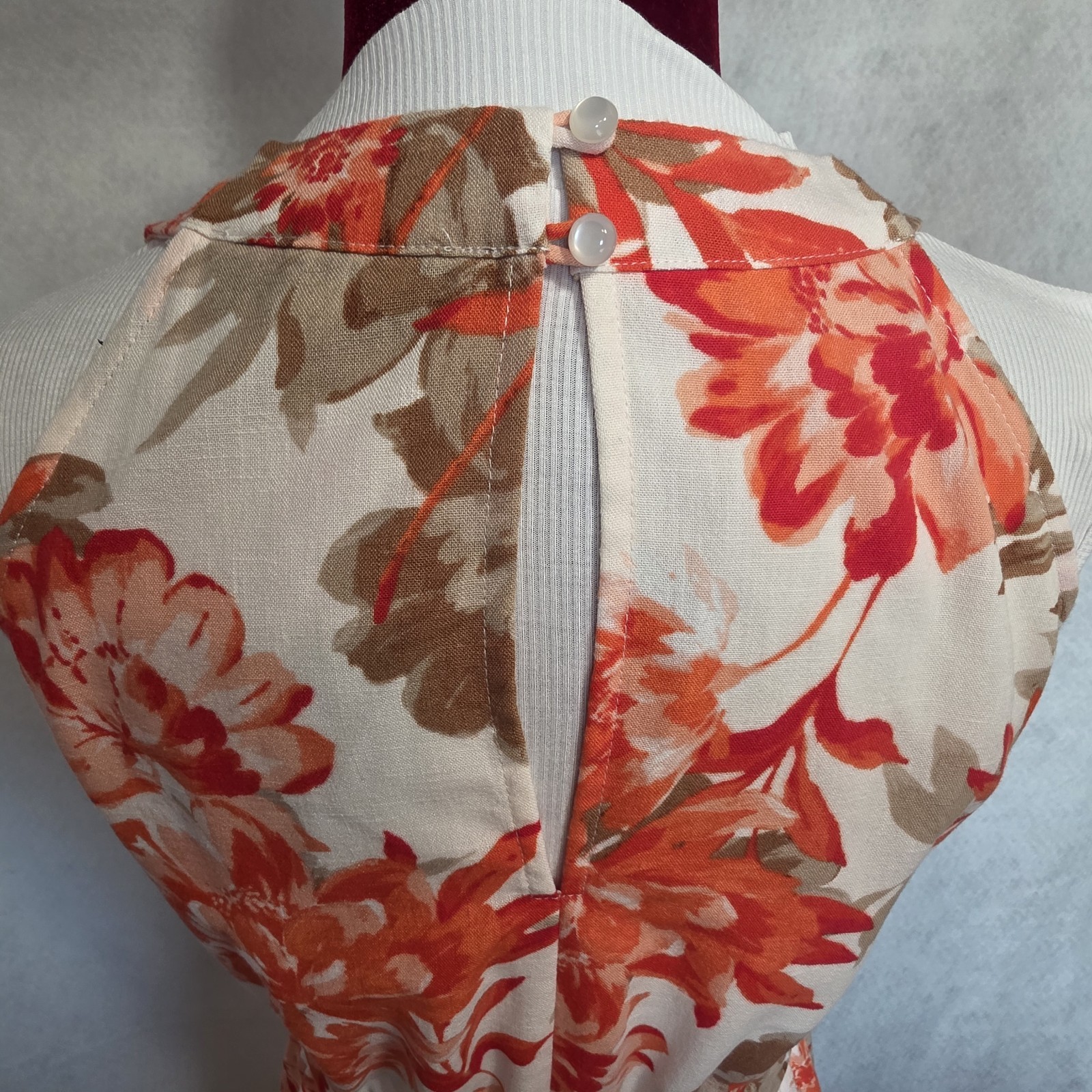 PRICE DROP -Emma & Michele Sleeveless Coral/White Dress Tropical Floral Womens L