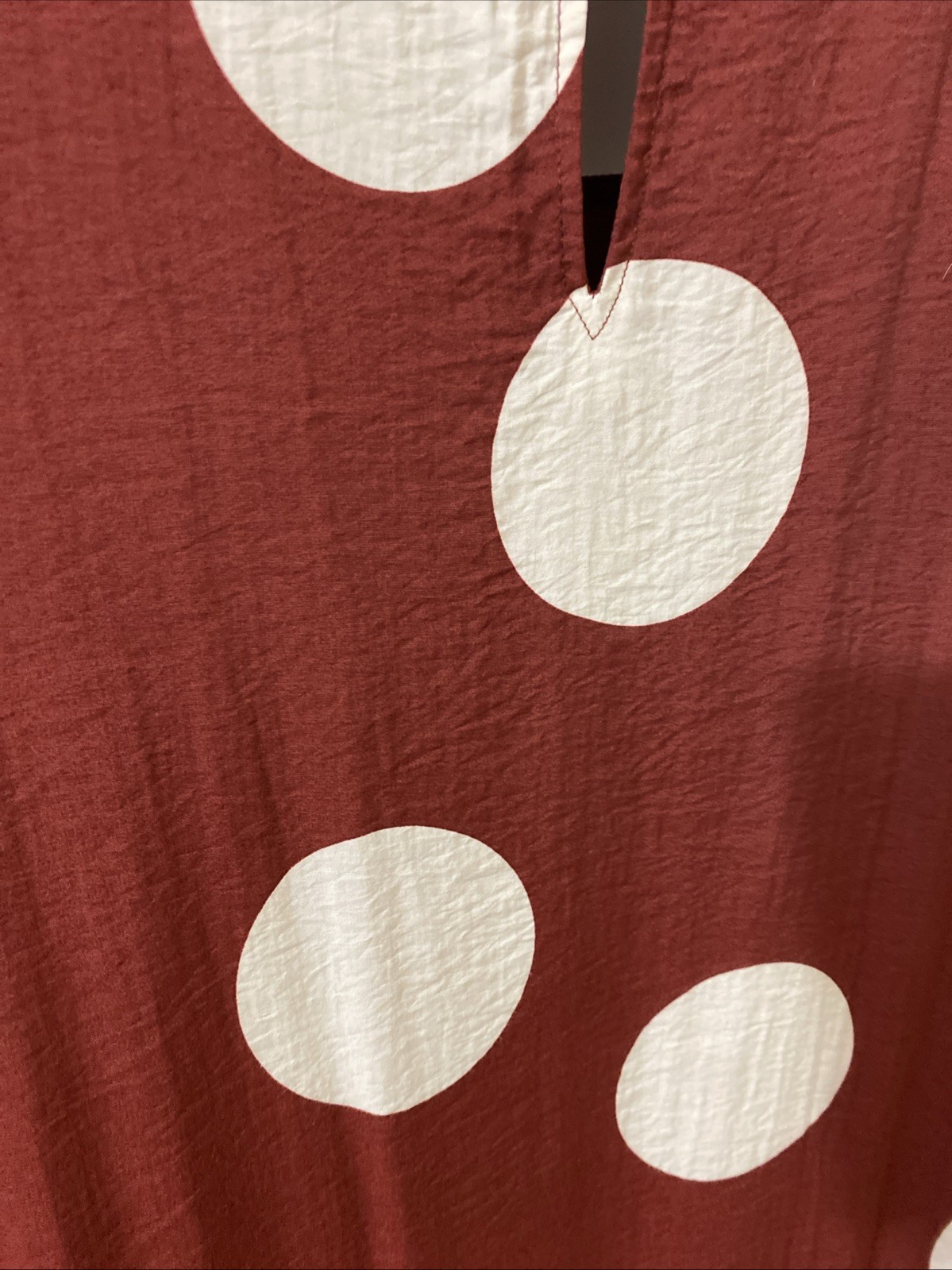 Anthropologie Dress Small Red Polka Dots Midi Drop Waist Tiered Pockets Preppy