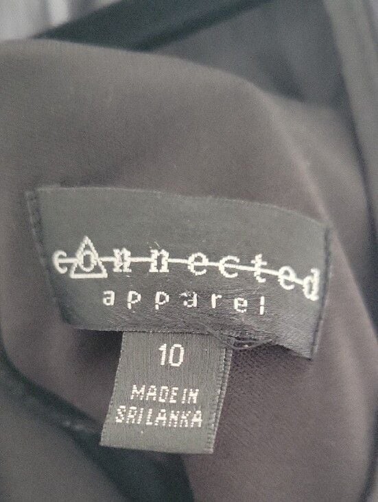 Connected Apparel Black Gold Embroidered Mesh Cocktail Dress Size 10
