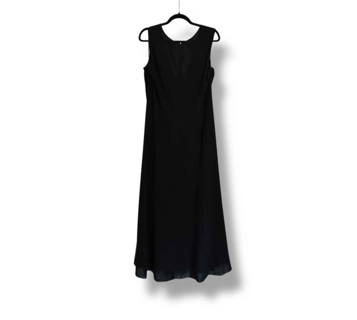 Vintage 90s DKNY 100% Wool Black Semi Sheer Lightweight Woven Long Maxi Dress 14