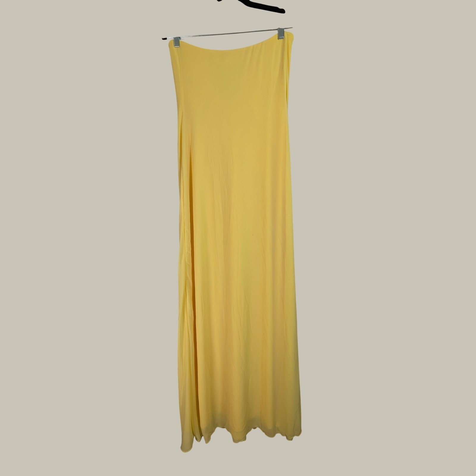 Beginning Boutique Braelyn Strapless Maxi Dress Womens 6 Yellow Mesh Formal Gown