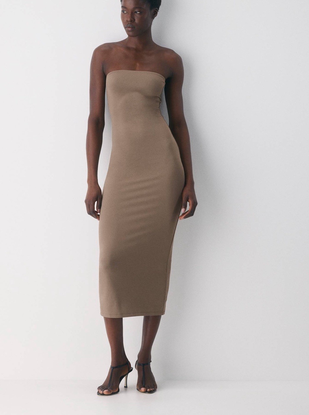 Aritzia Original Contour Enrapture Maxi Tube Dress In Folio Brown Size XS