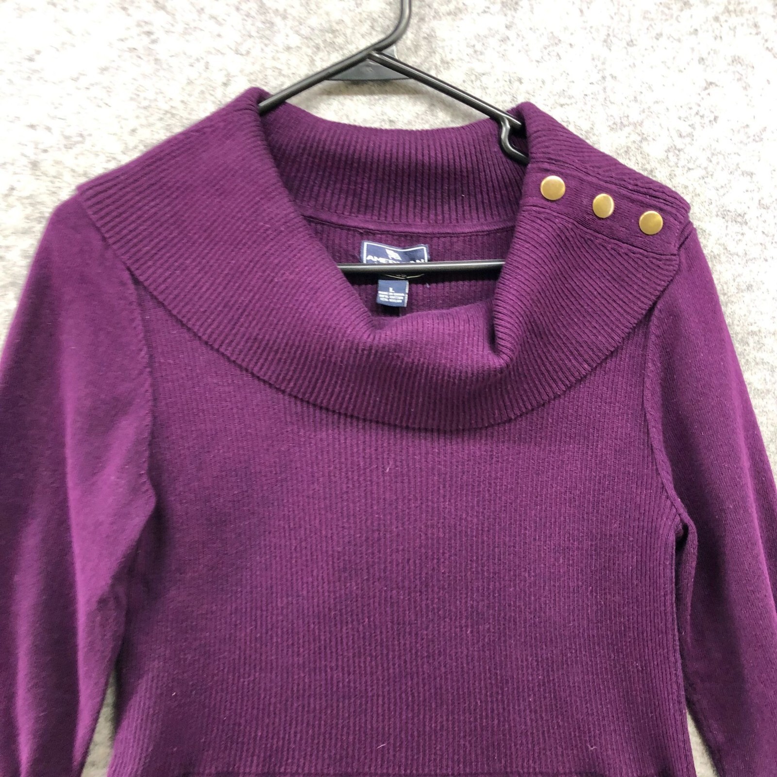 NWT American Living Cowl Neck Sweater Dress L Purple Long Sleeve Knit A Line