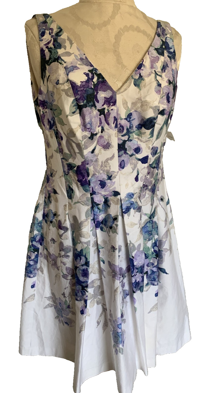 NWT RALPH LAUREN Dress White Purple Green Cotton Sleeveless V Neck Zipper 4P