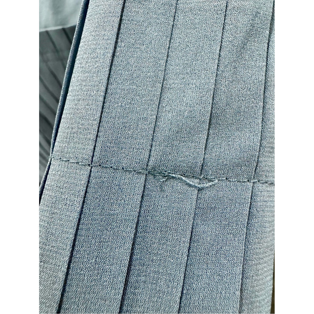 NWT Burberry Silk Blue Gray Pleated Drop Waist Midi Dress Size 6