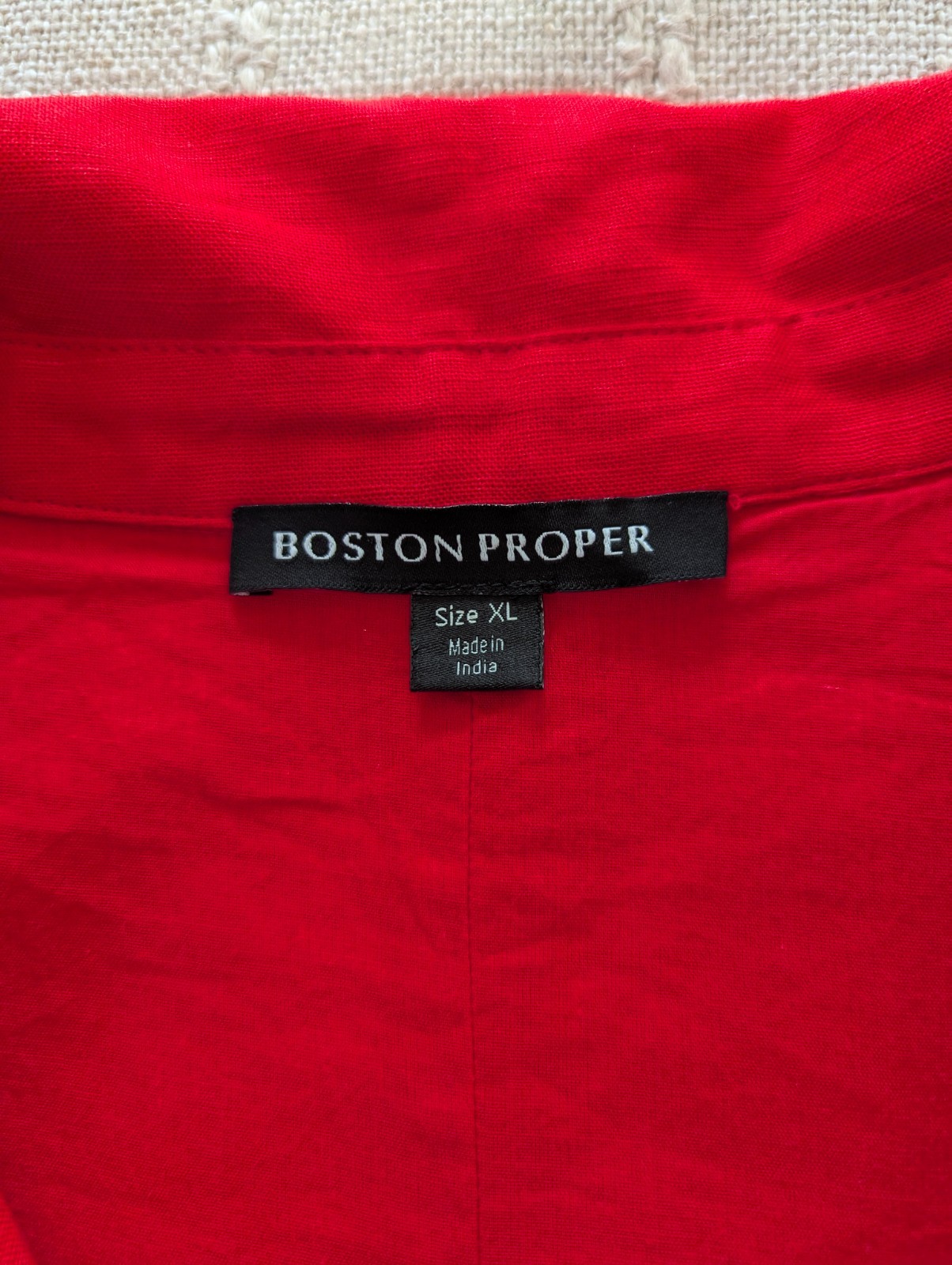 Boston Proper Red Linen Blend Shift Dress XL Sleeveless Zip Front Cotton Lined