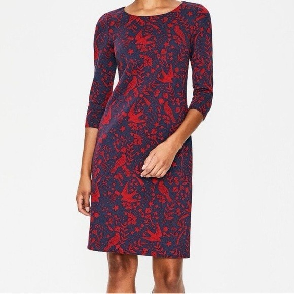 NEW Boden Winifred cotton bld knit Dress Mystical whimsy folk art print US 6 R
