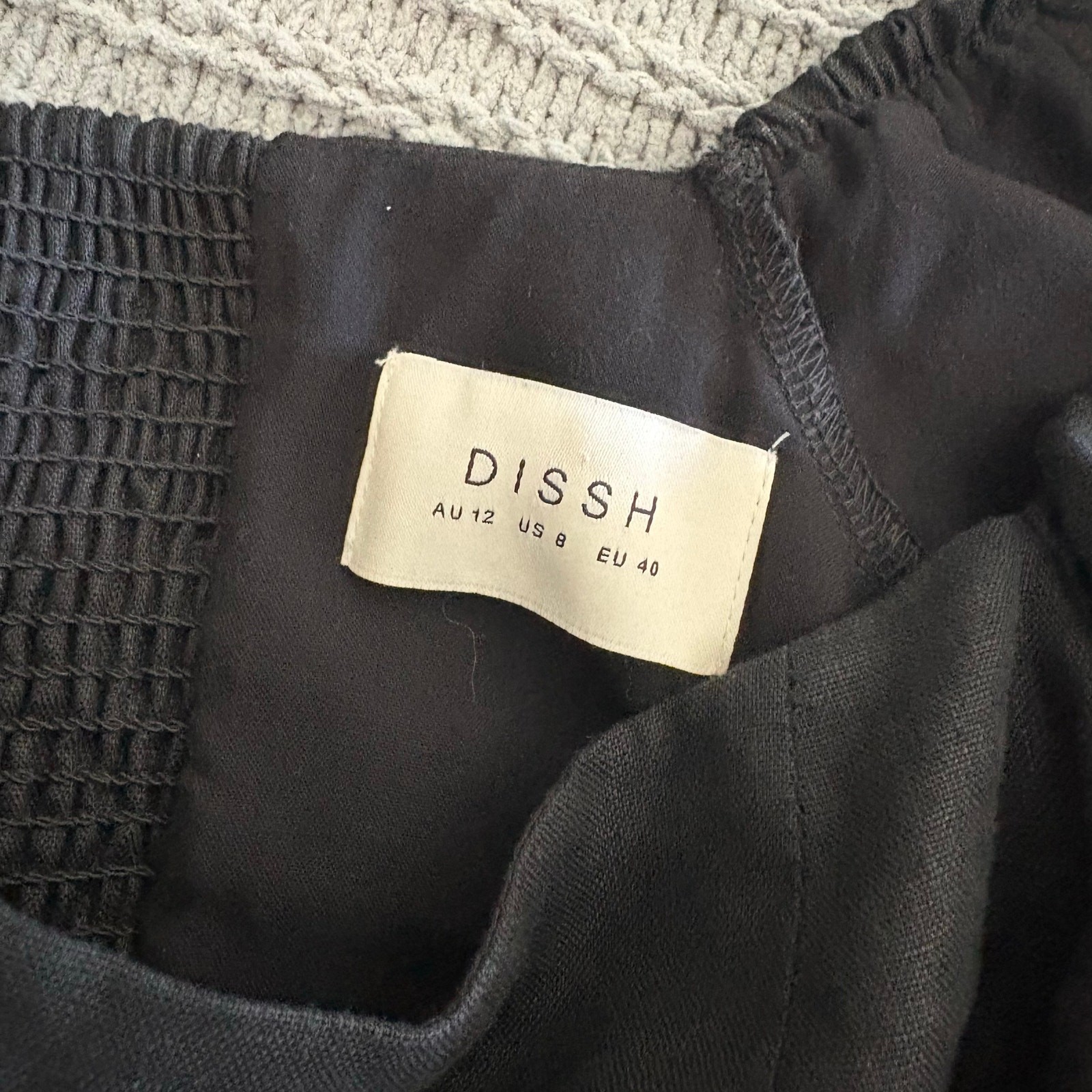 Dissh Black Puff Sleeve Smocked Linen Maxi Dress US 8 Wedding Minimalist