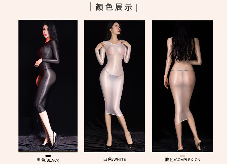 Womens Long Sleeve Shiny Glossy Sheer Bodycon Dress Mini Dress Clubwear Party