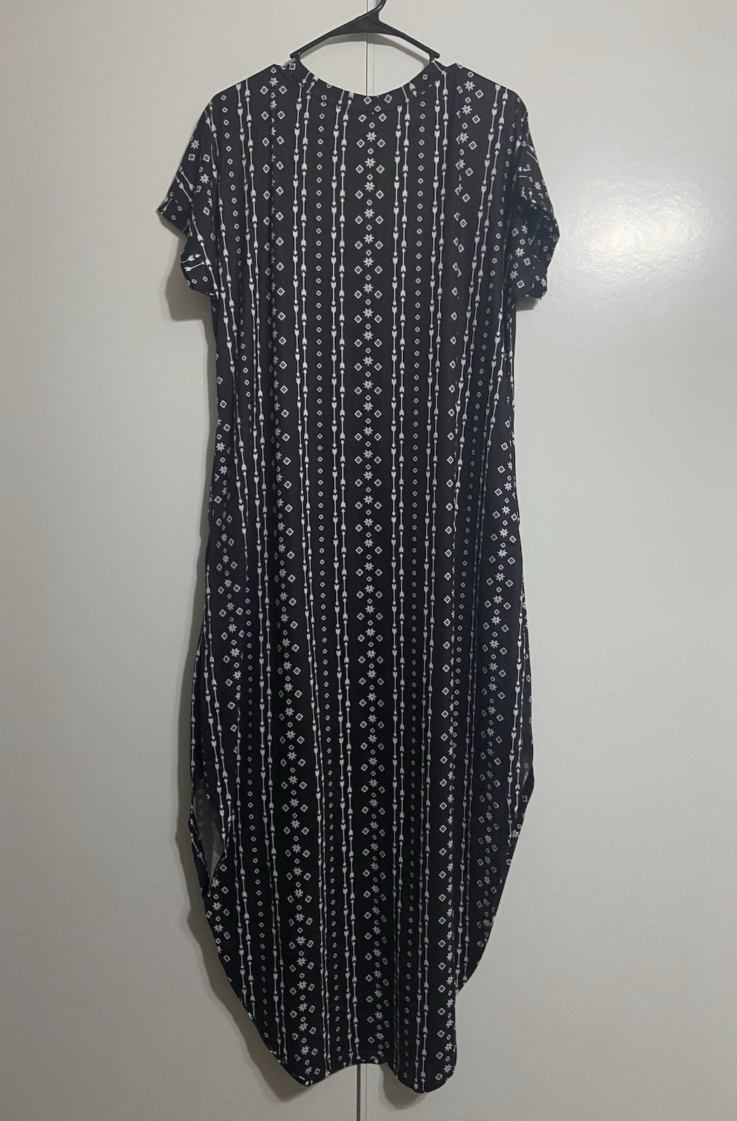 Anrabess Women’s Size XL Maxi Side Split Casual Loose T-Shirt Dress in Black
