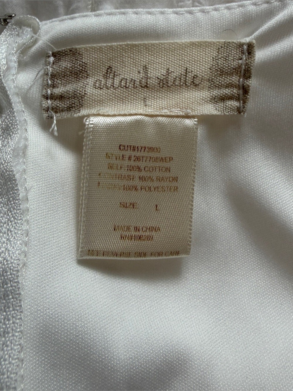ALTAR’D STATE Embroidered 100% Cotton Asymmetric Fit & Flare White Dress, Large