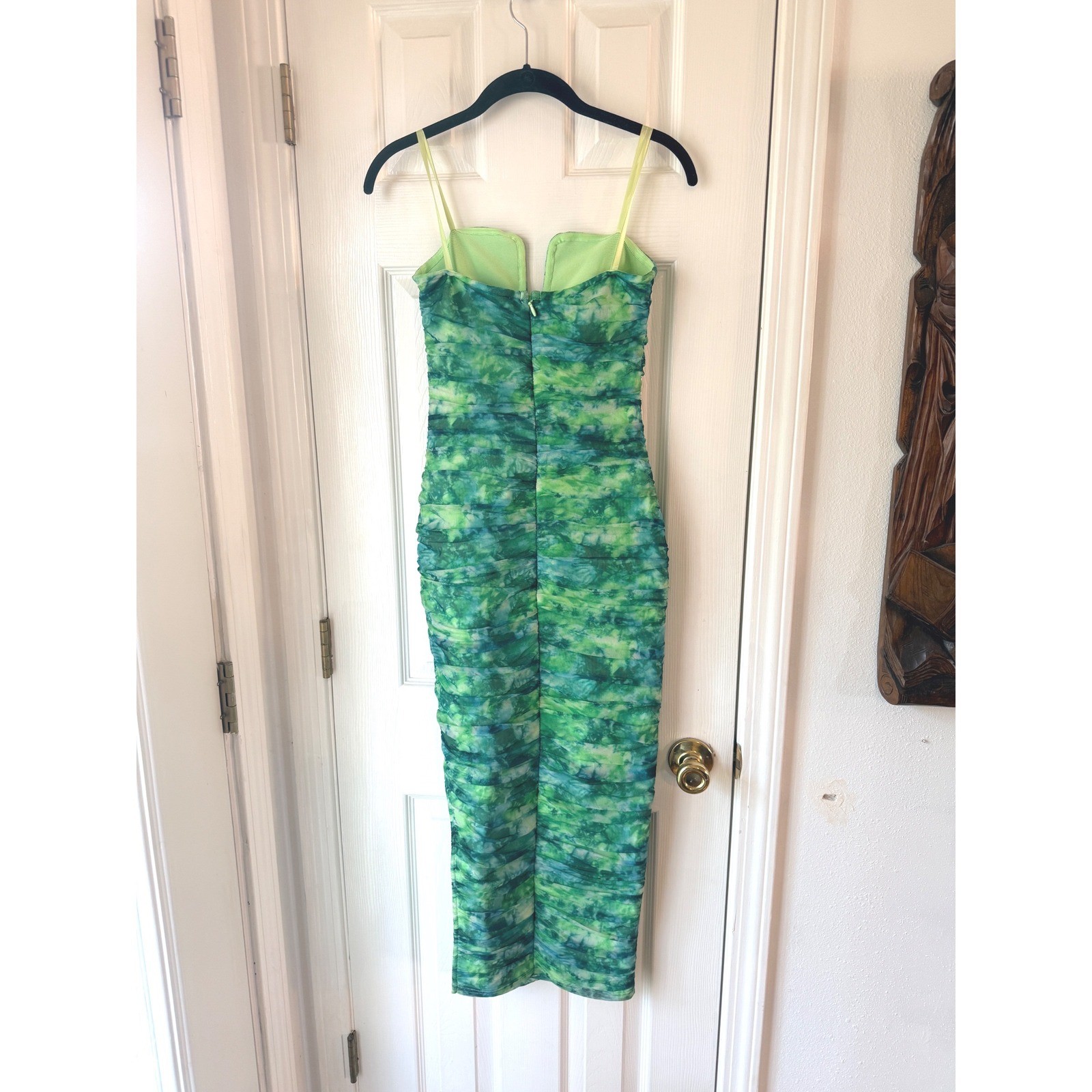 ELLIATT Larkspur Printed Mesh U Wire Dress Green Multi Strapless Bodycon XS