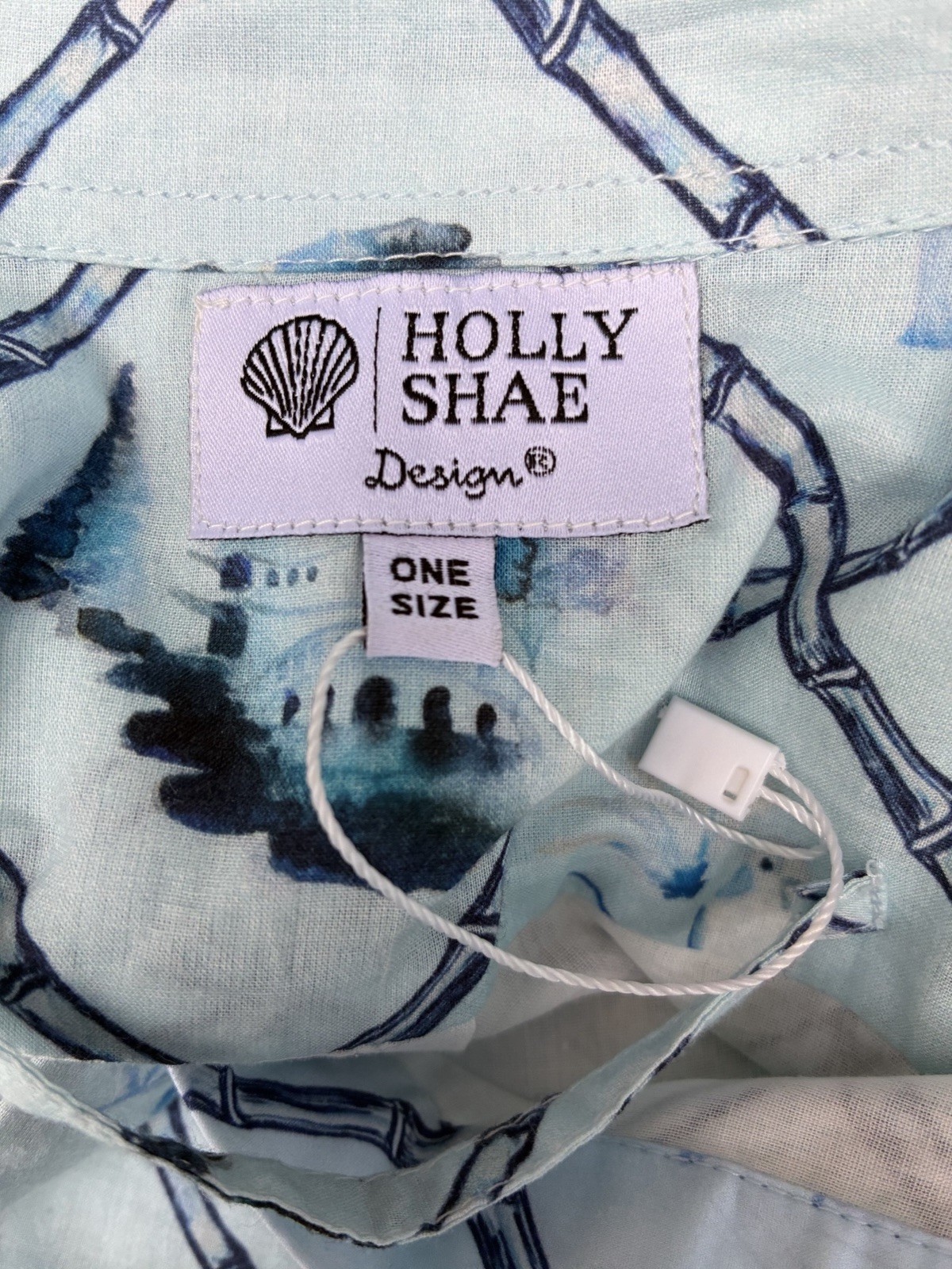HOLLY SHEA NWOT JuneCaftan Asian ChinoiserieBamboo Blue One Size