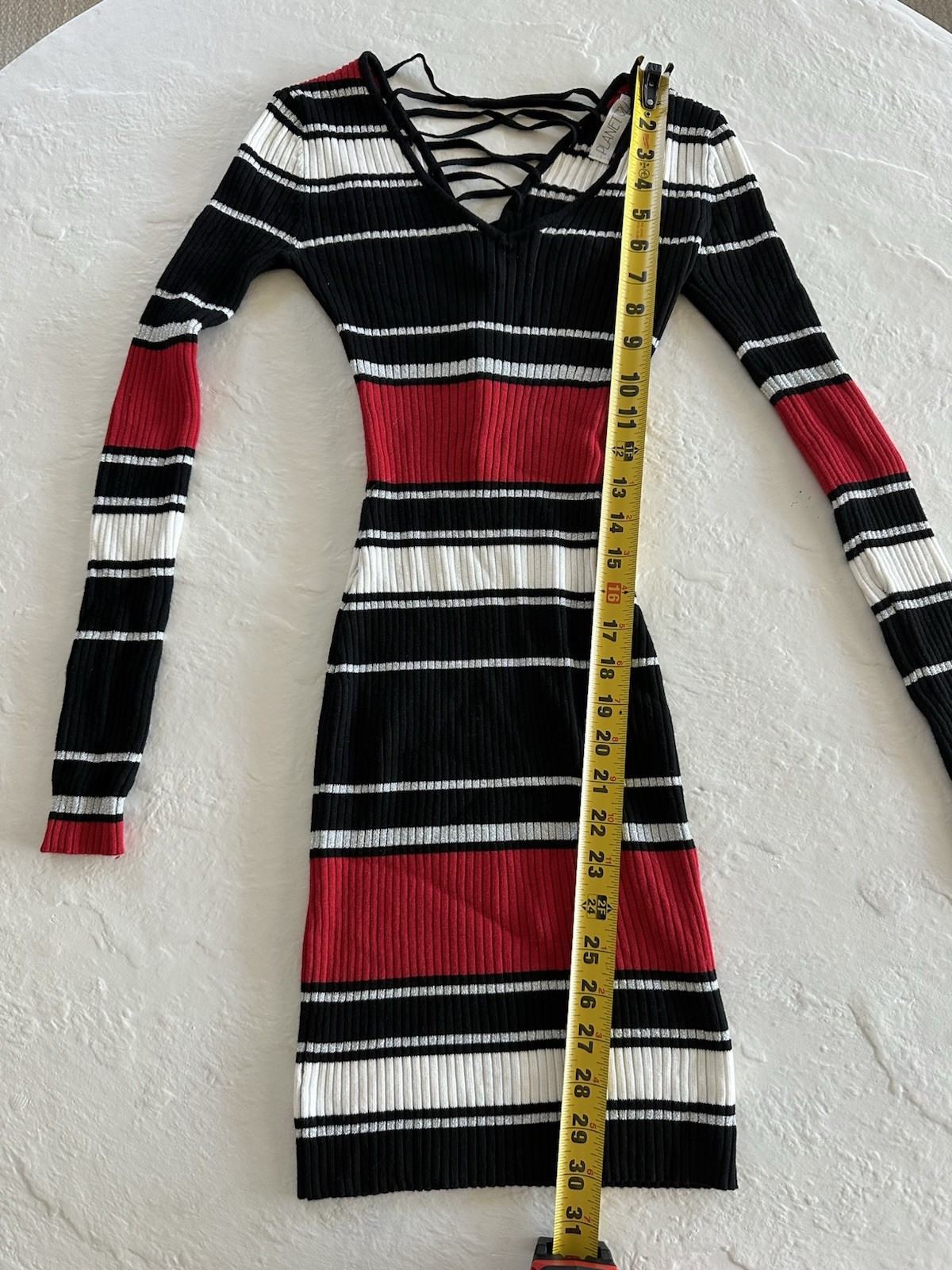 Planet Gold Black, White, Silver, and Red Horizontal Stripes Bodycon Dress