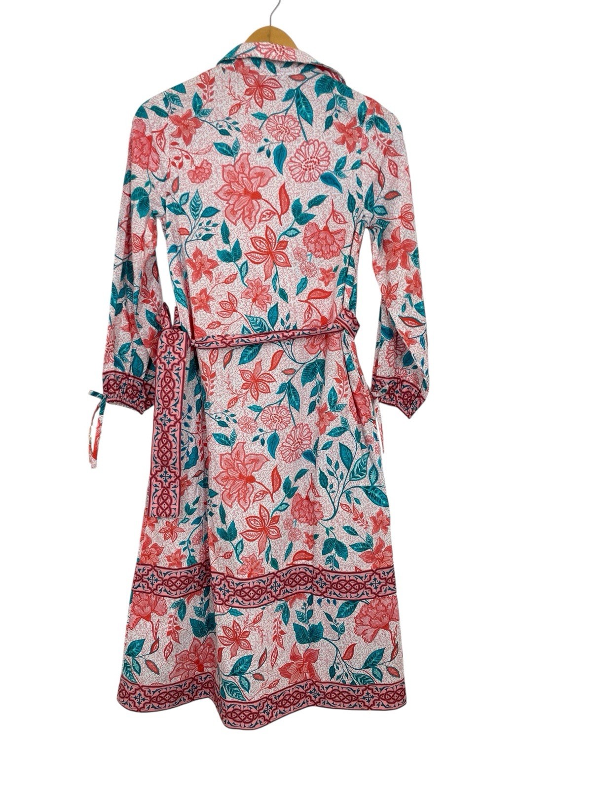 Celina Moon Womens BUtton Front Shirt Midi Dress Floral Red Green Size XS NWT