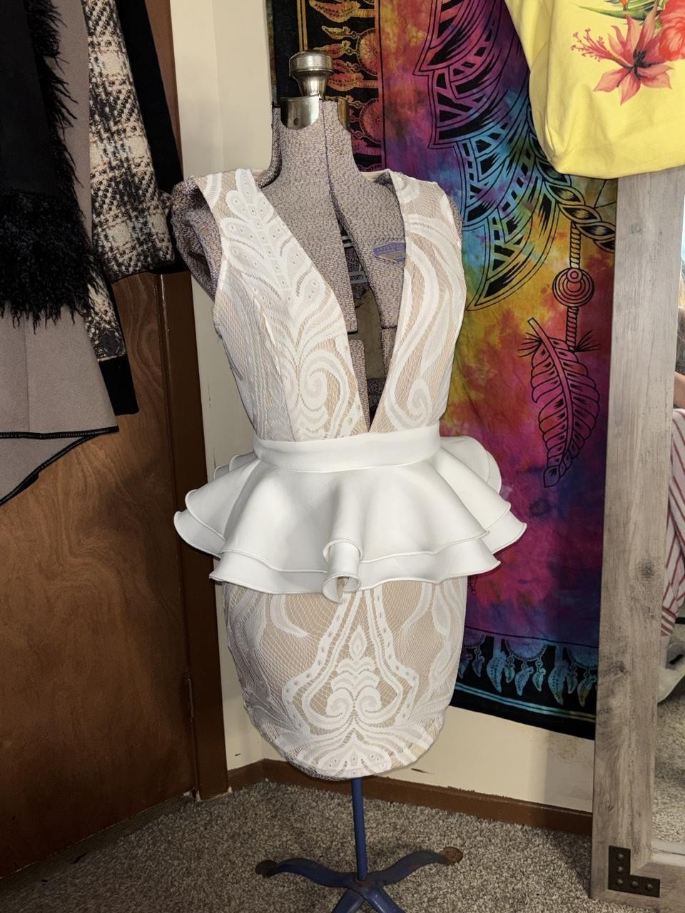 PrettyLittleThing Ruffle Detail Plunge Dress