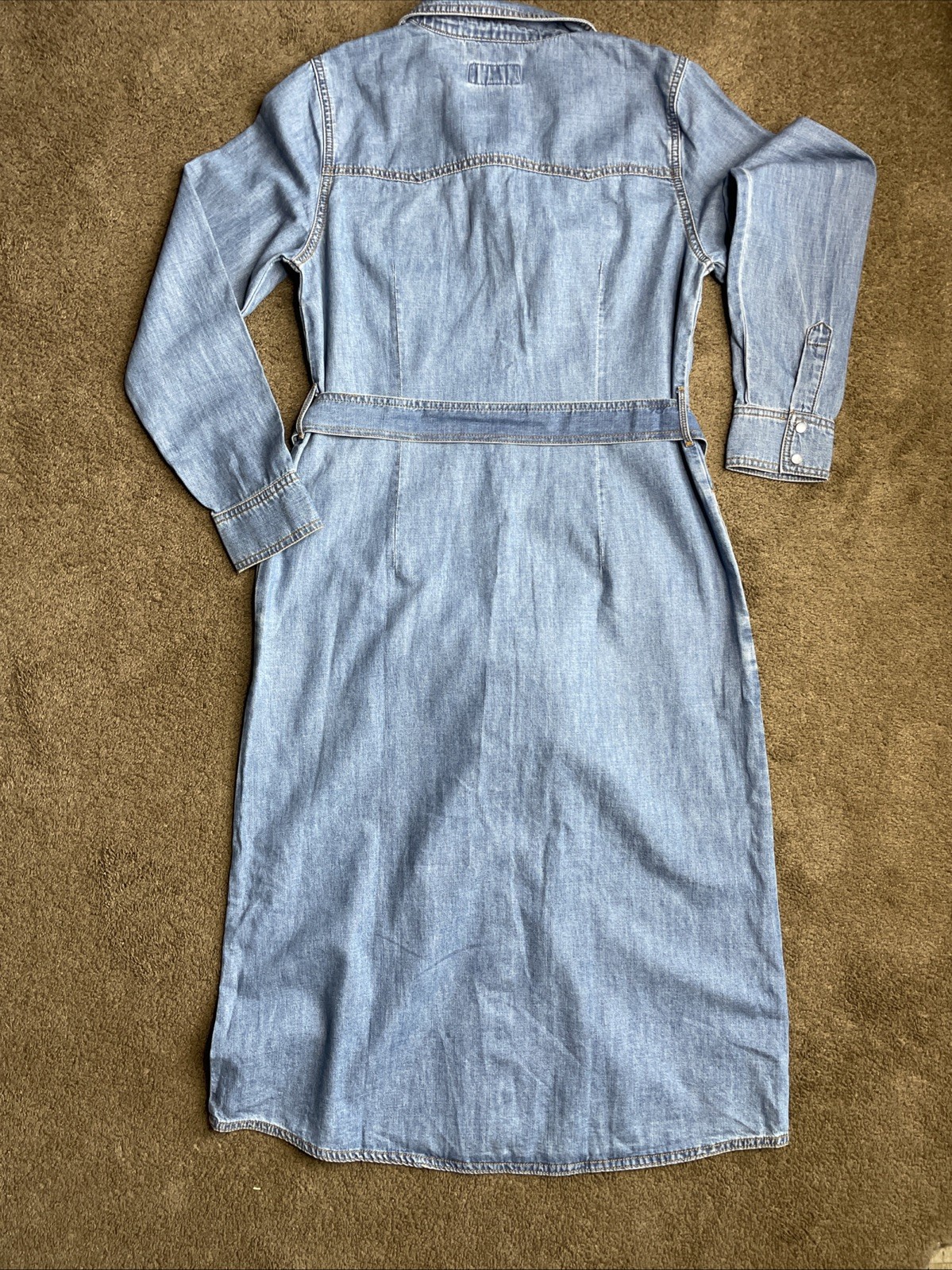 Wrangler Belted Denim Midi Dress Size-S Blues- Jean Dress- NWT- Two Side Pockets