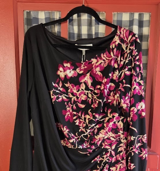 Kasper Women’s Classic Black Pink Multicolor Floral Midi Dress Size XL NWT