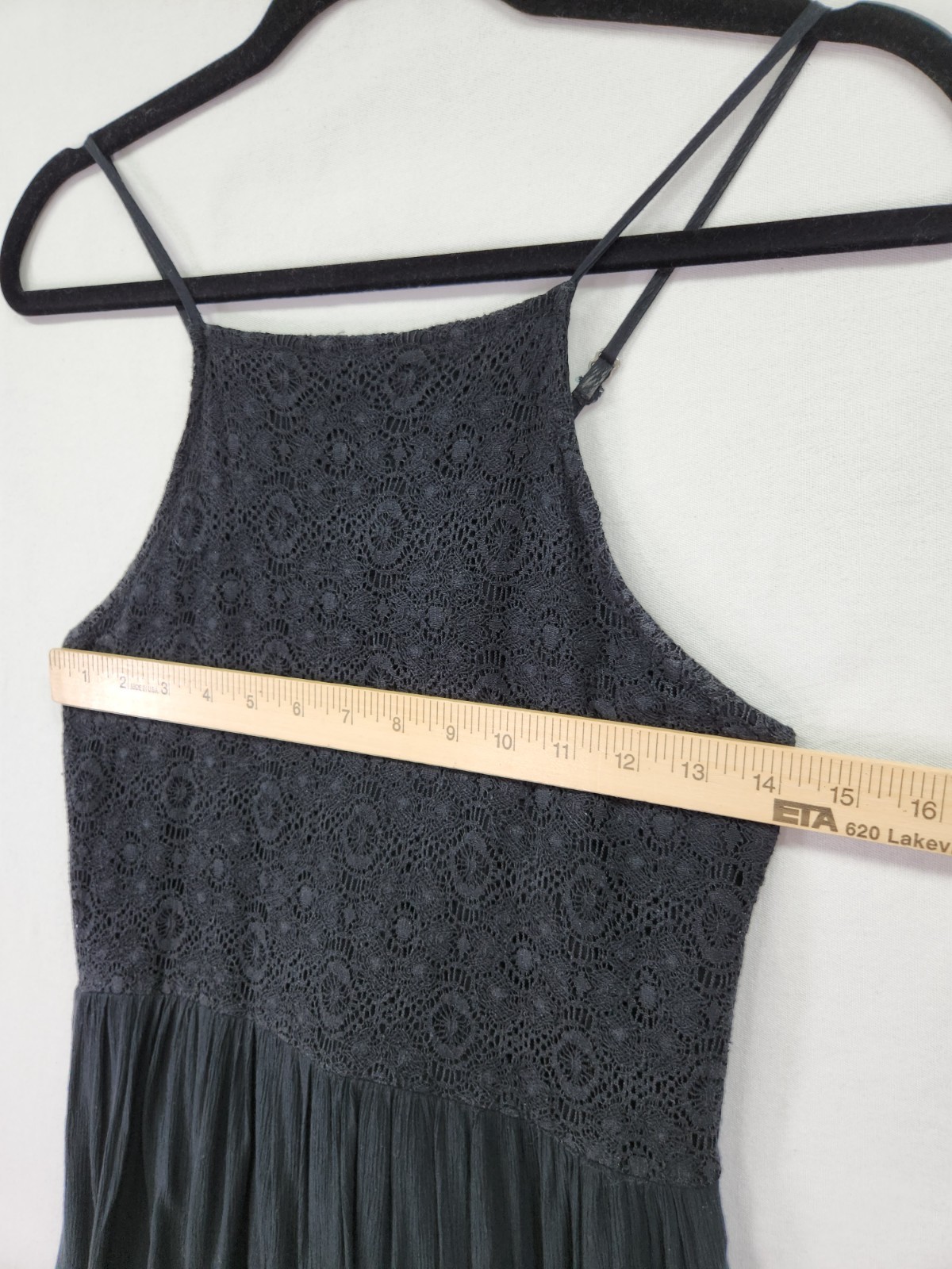Abercrombie Fitch Womens Small Black Lace Halter Mini Dress Tiered Sundress