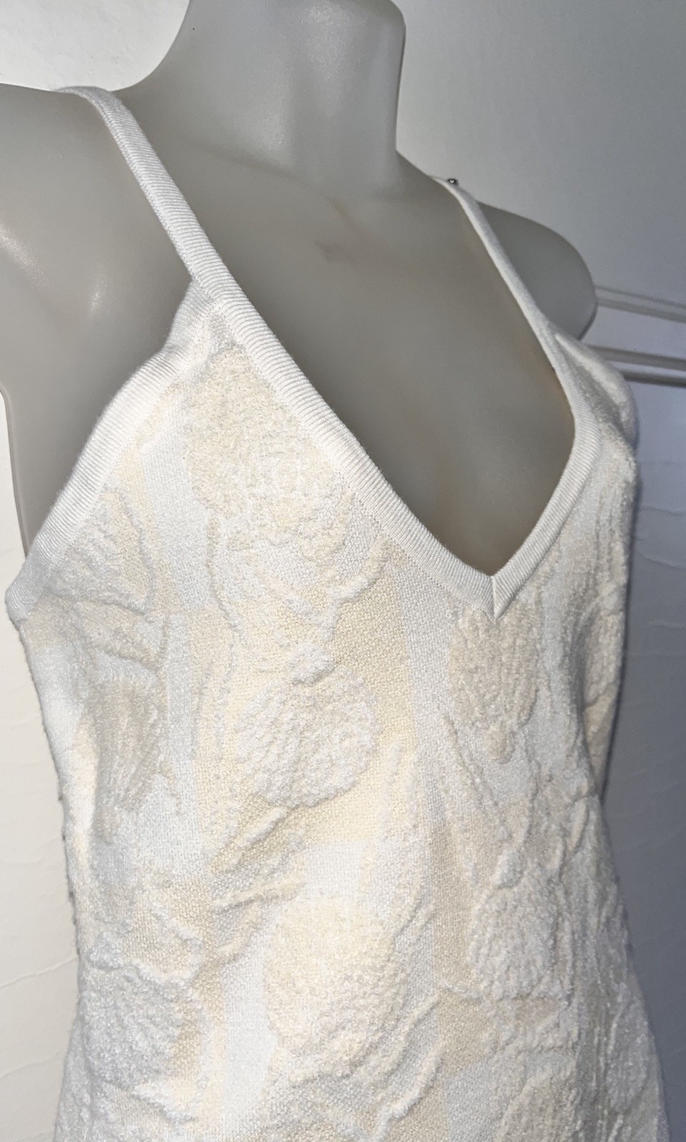 NWT Anthropologie Rue Stiic Cicely Jacquard Knit Maxi Dress Cream Sea Shells-XS