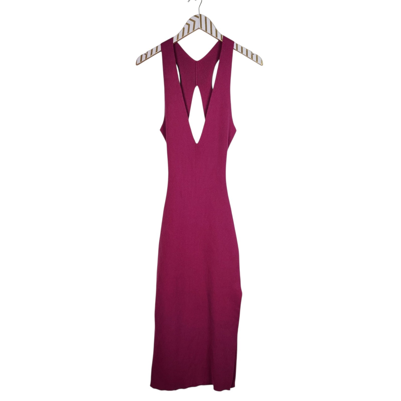 ALEXIA ADMOR Dress Womens Medium Magenta Pink Ariana Sleeveless Ribbed Midi NWT