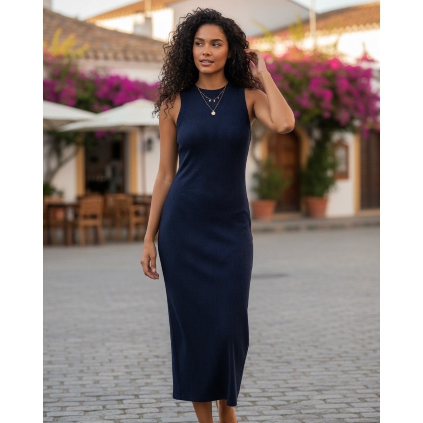 RicherPoorer Vintage Rita Ribbed Maxi Dress Women’s Size S Blue