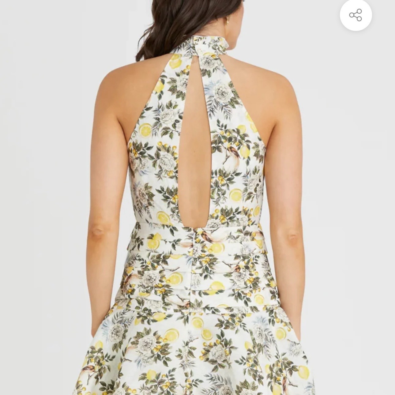 Aqua Blue Australia New Clementine Kailey Lemons Floral Mini Halter Dress L Bib