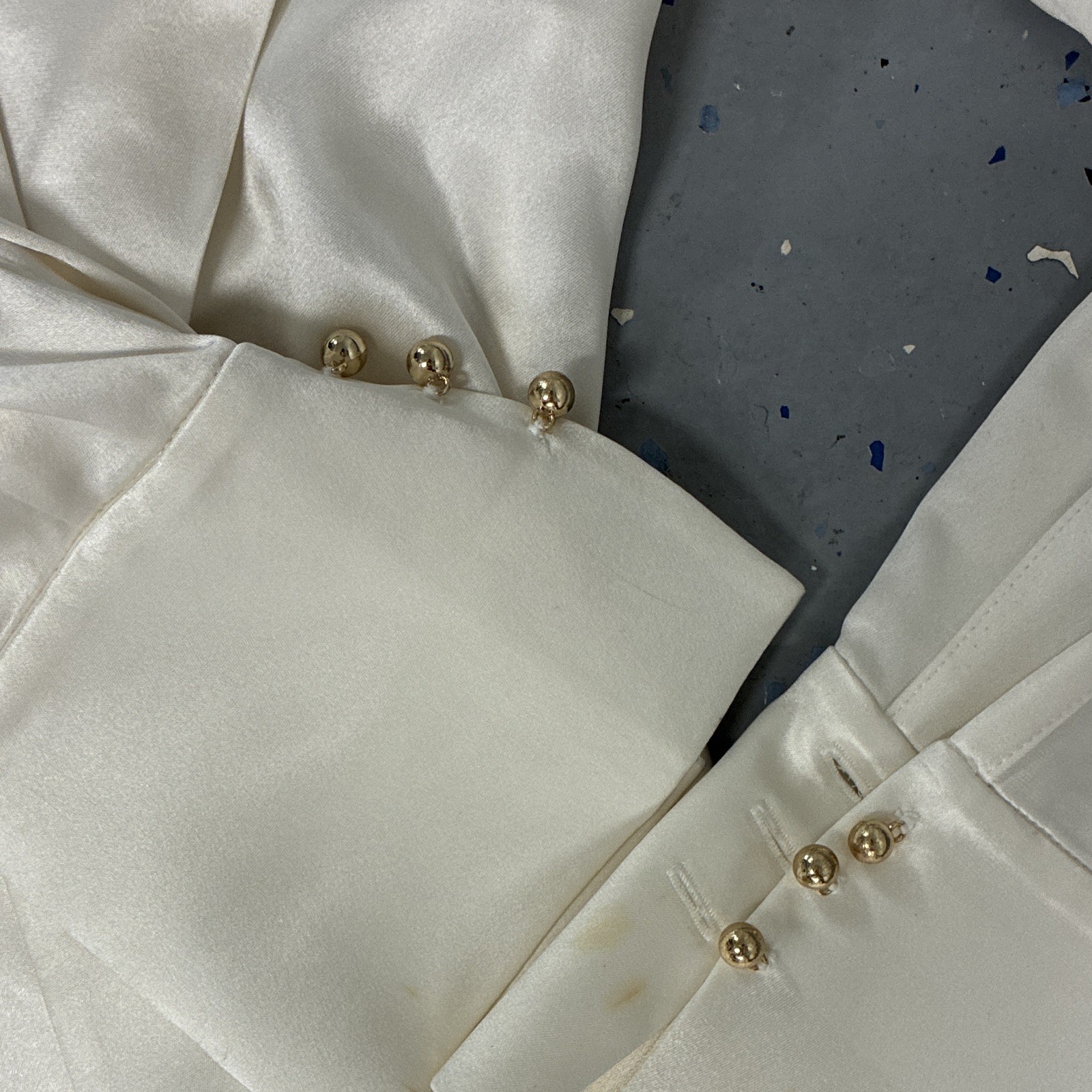 Acler Ivory Satin Lined Long Sleeve V-Neck Zip Mini Dress Button Cuffs size 2