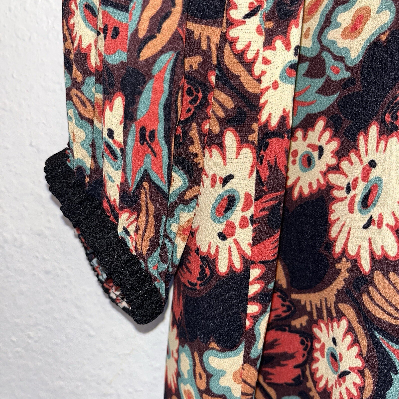 Anna Sui Larkspur Fields Floral Shift Dress Black Size 2 90s Vintage 🟡