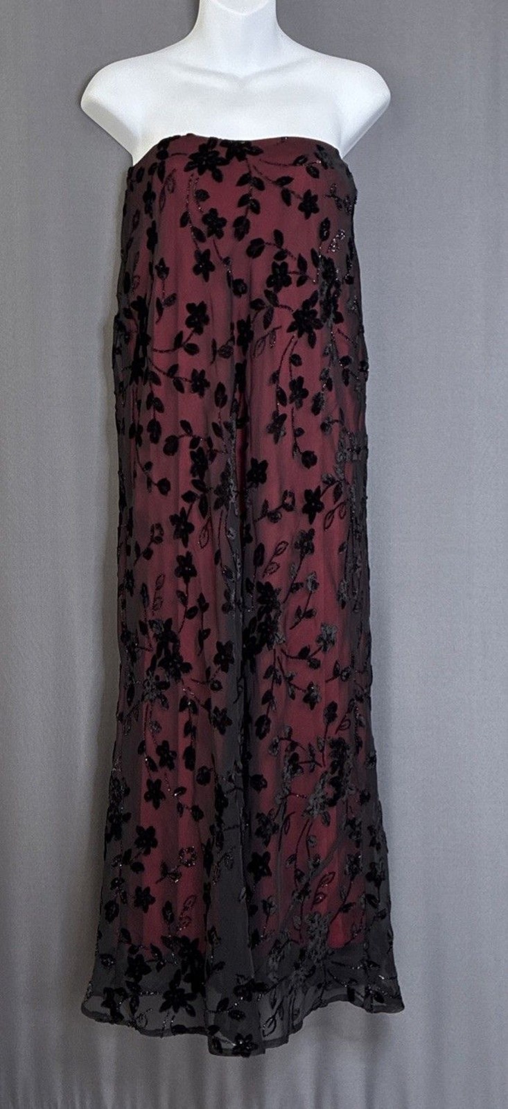 VTG A Fortiori Burnout Velvet Dress Gown Size 7/8 Red Romantic Whimsigoth Fairy