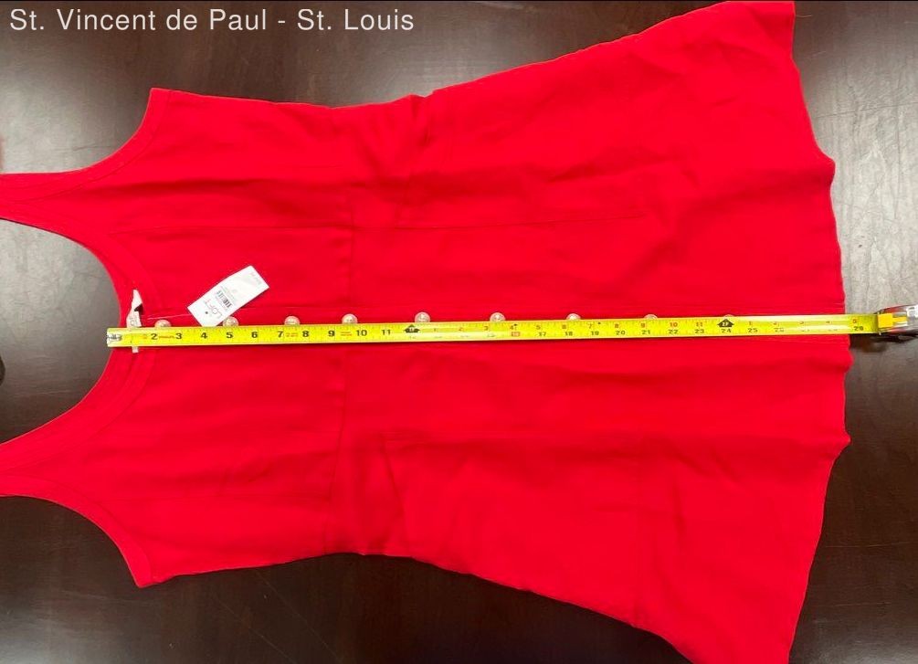 Loft Womens Mini Dress Red Button Front Sleeveless Linen Blend Pockets Size 12