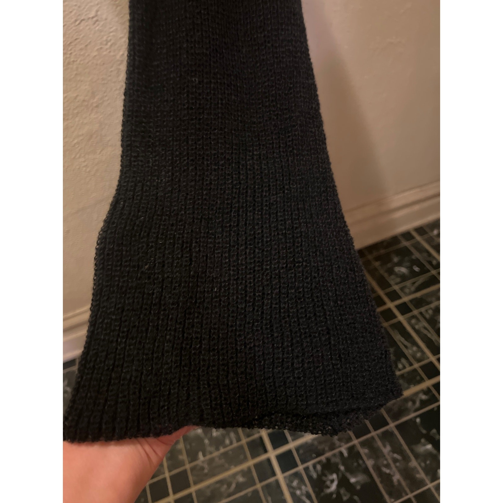 Knit Mix Semi Sheer Lightweight Long Sleeve V-Neck Knit Dress Black NWT Size XL