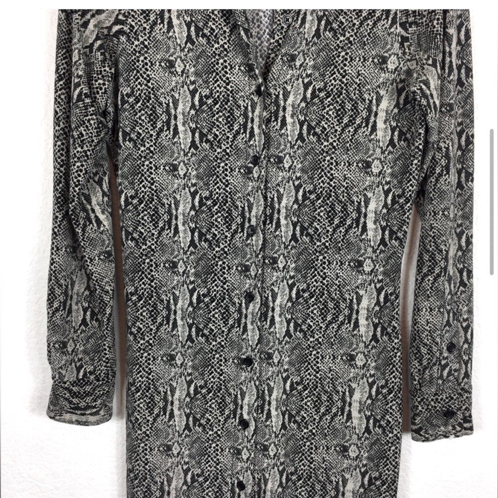Norma Kamali Snakeskin Button Front Shirt Dress Size Medium