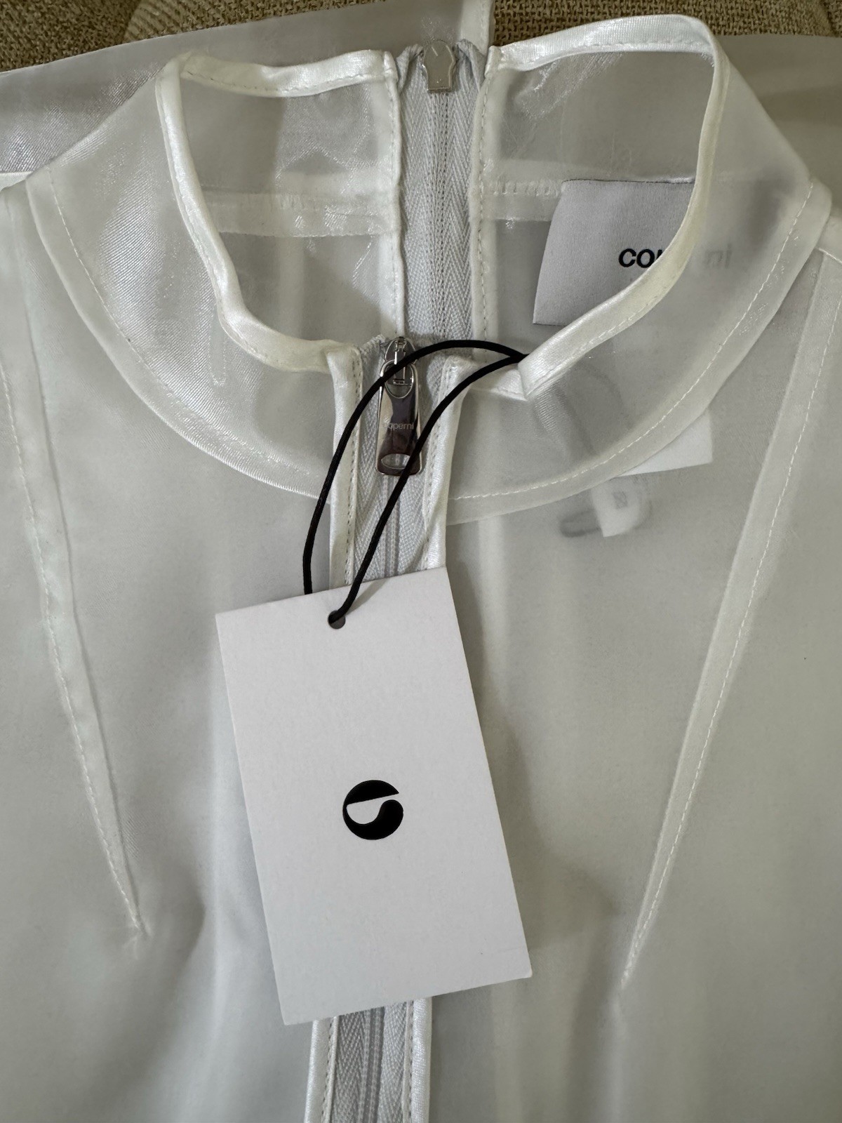 Coperni White Sheer Organza Sleeveless Zip Dress