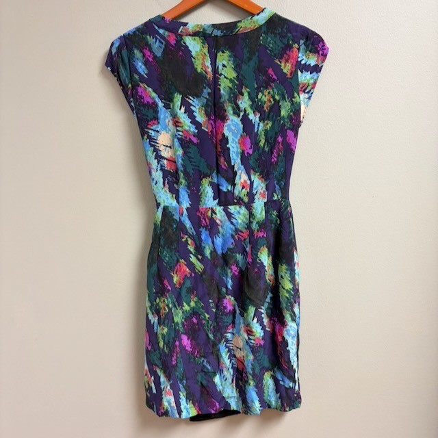 Presley Skye Womens Silk Artsy Wrap Dress Size Petite S Career Work Watercolors