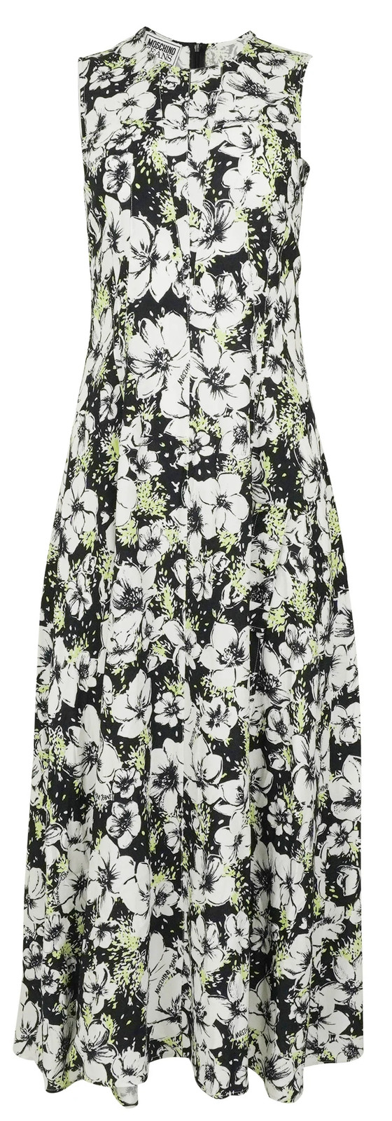 Moschino Jeans Sleeveless Maxi Dress in Black Floral Multi