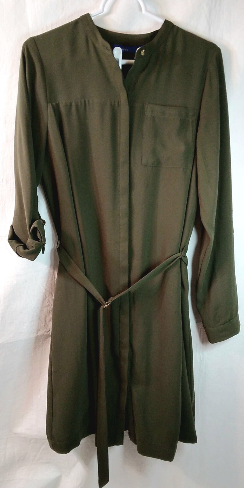 Apt. 9• Size M• Long Buckle Sleeve• Button Front• Belted• Lined• Shirt Dress•