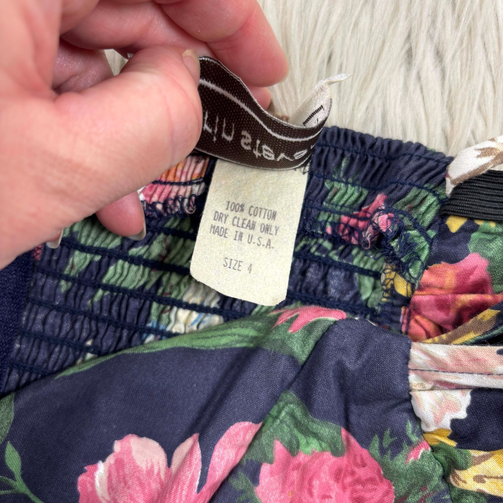 Vinateg 80’s Karin Stevens 4 Floral Sweetheart Off Shoulder Tea Length Dress