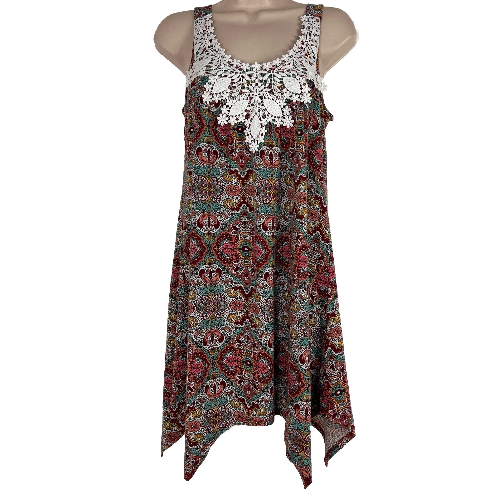 Belle Du Jour Tank Dress Womens Medium Sleeveless Paisley Above Knee Lightweight