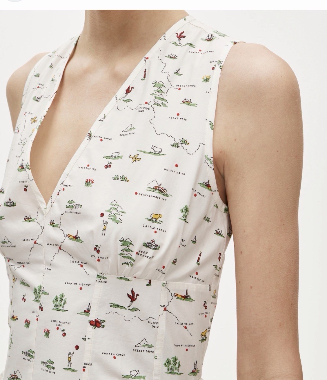 J CREW SIZE 2P V-neck dress in Map Print CT664