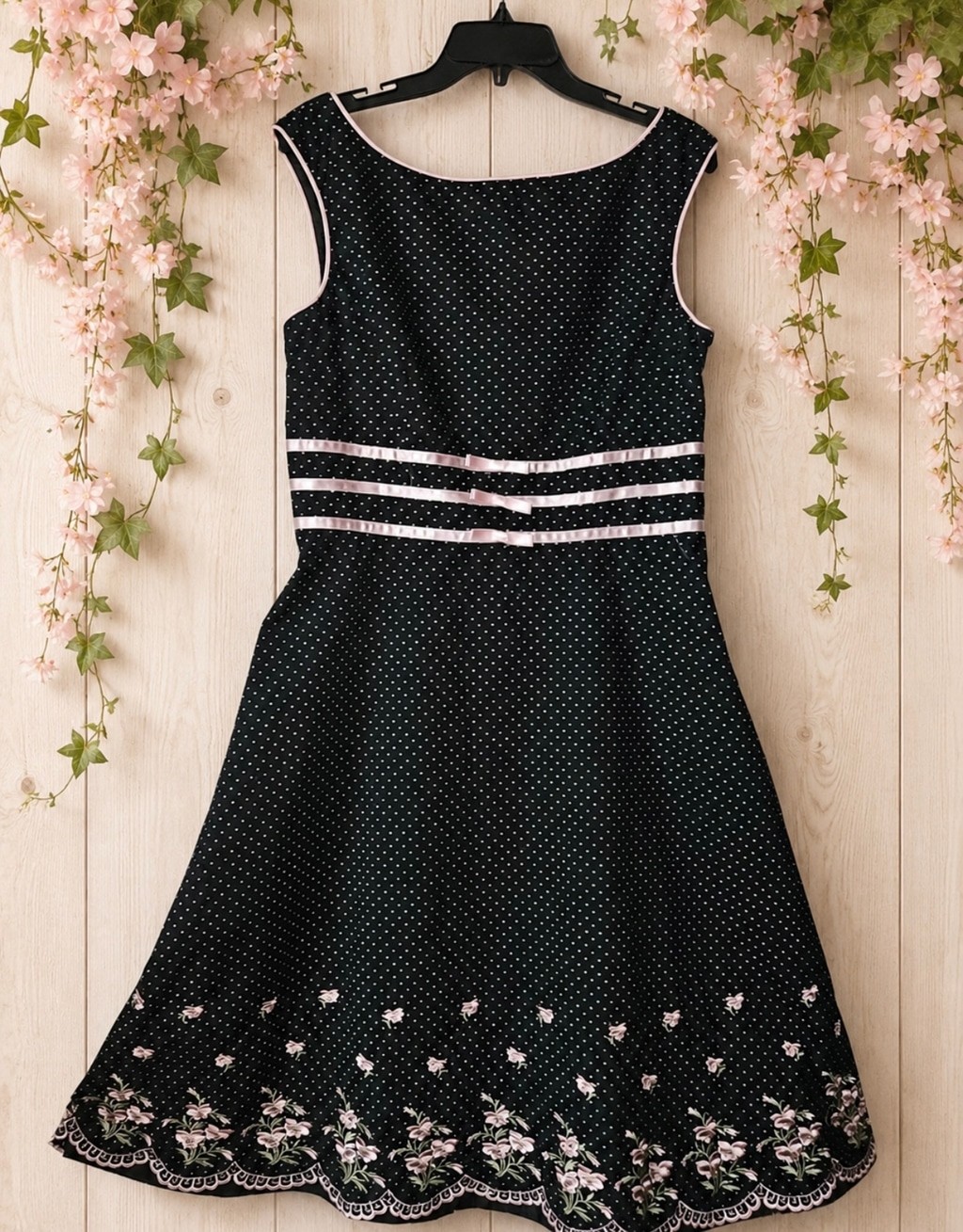 Vtg Jessica Howard Pinup A Line Polka Dot Dress Feminine Retro Coquette 2000s S