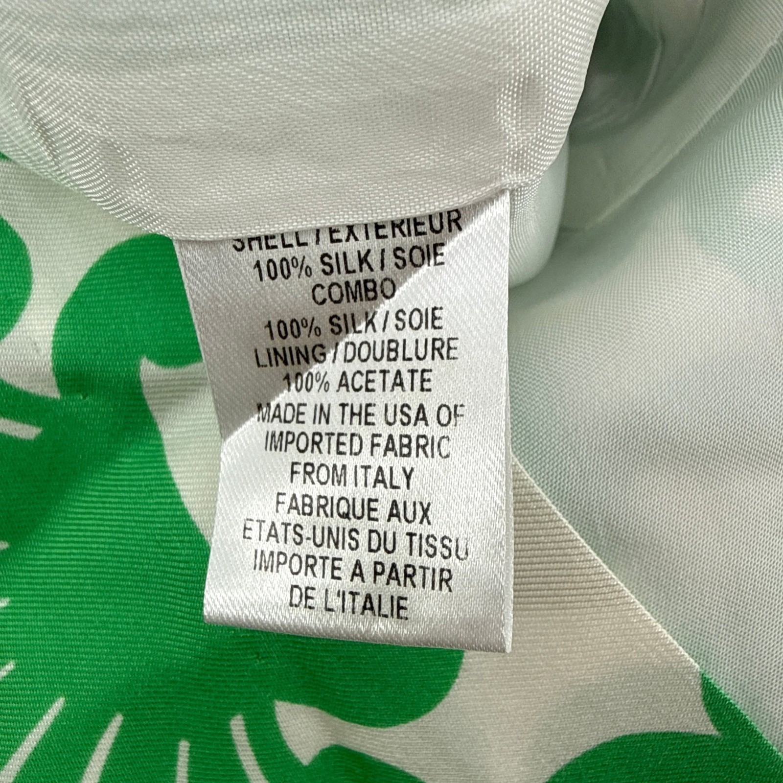 Milly of New York Green White Silk Shell Print Sheath Dress Size 6 Sleeveless