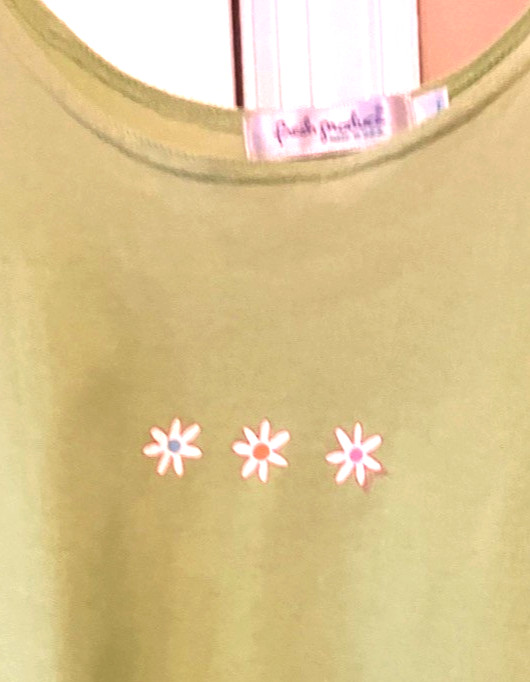 Fresh Produce LARGE cotton Green Tank Dressw/Pocket Flowers Comfort Beachy EUC