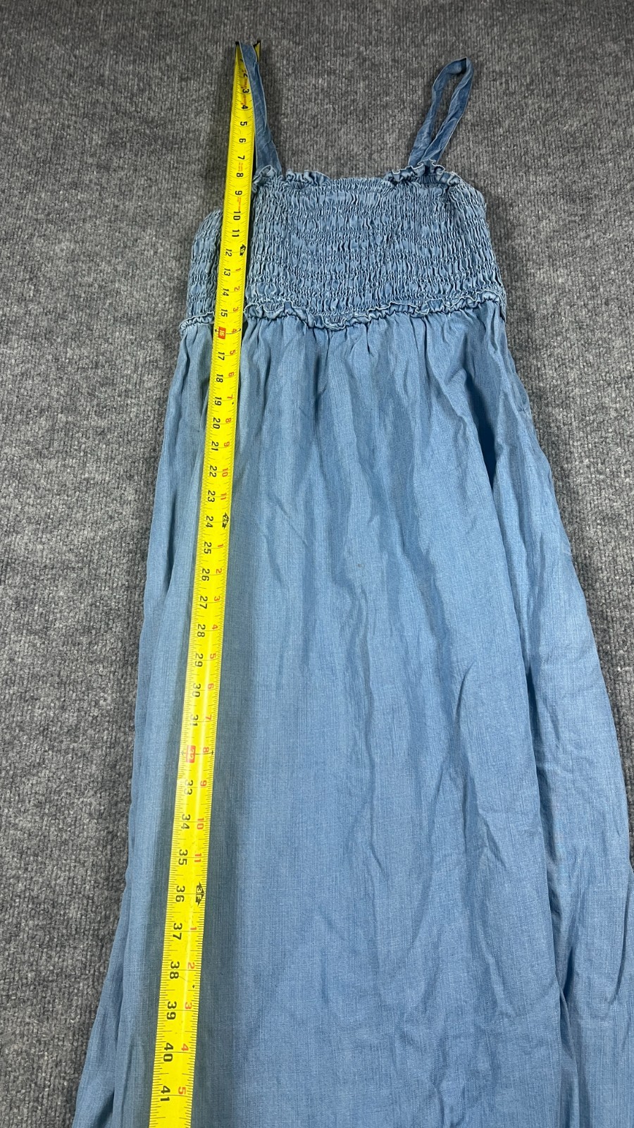 Isabel Maternity By Ingrid & Isabel Maxi Dress Womens M Blue Chambray Smocked