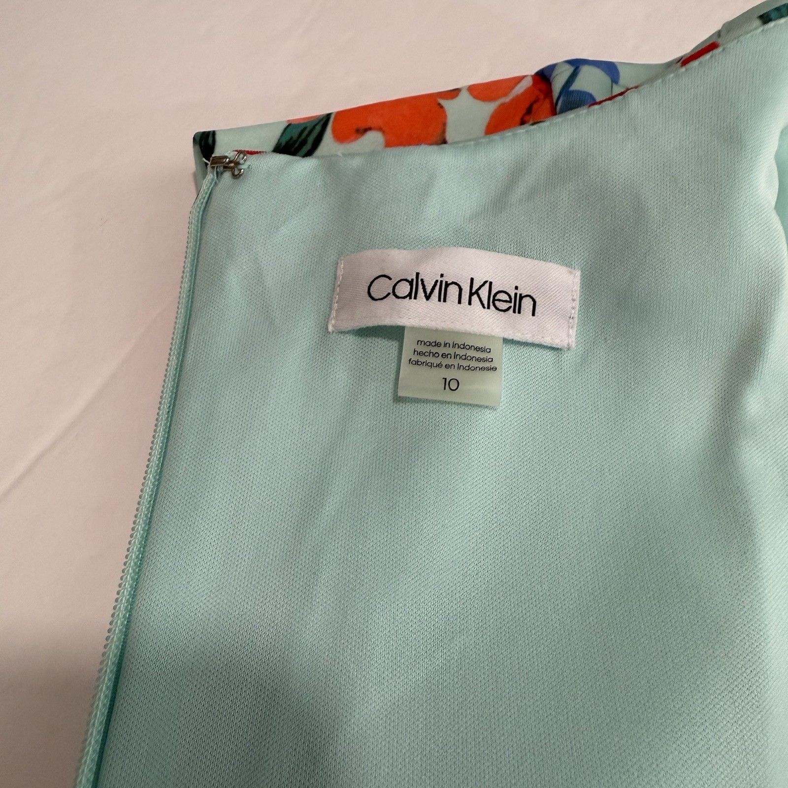 Calvin Klein Colorful Floral Cap Sleeve Pleated Pockets Scuba Flare Dress 10