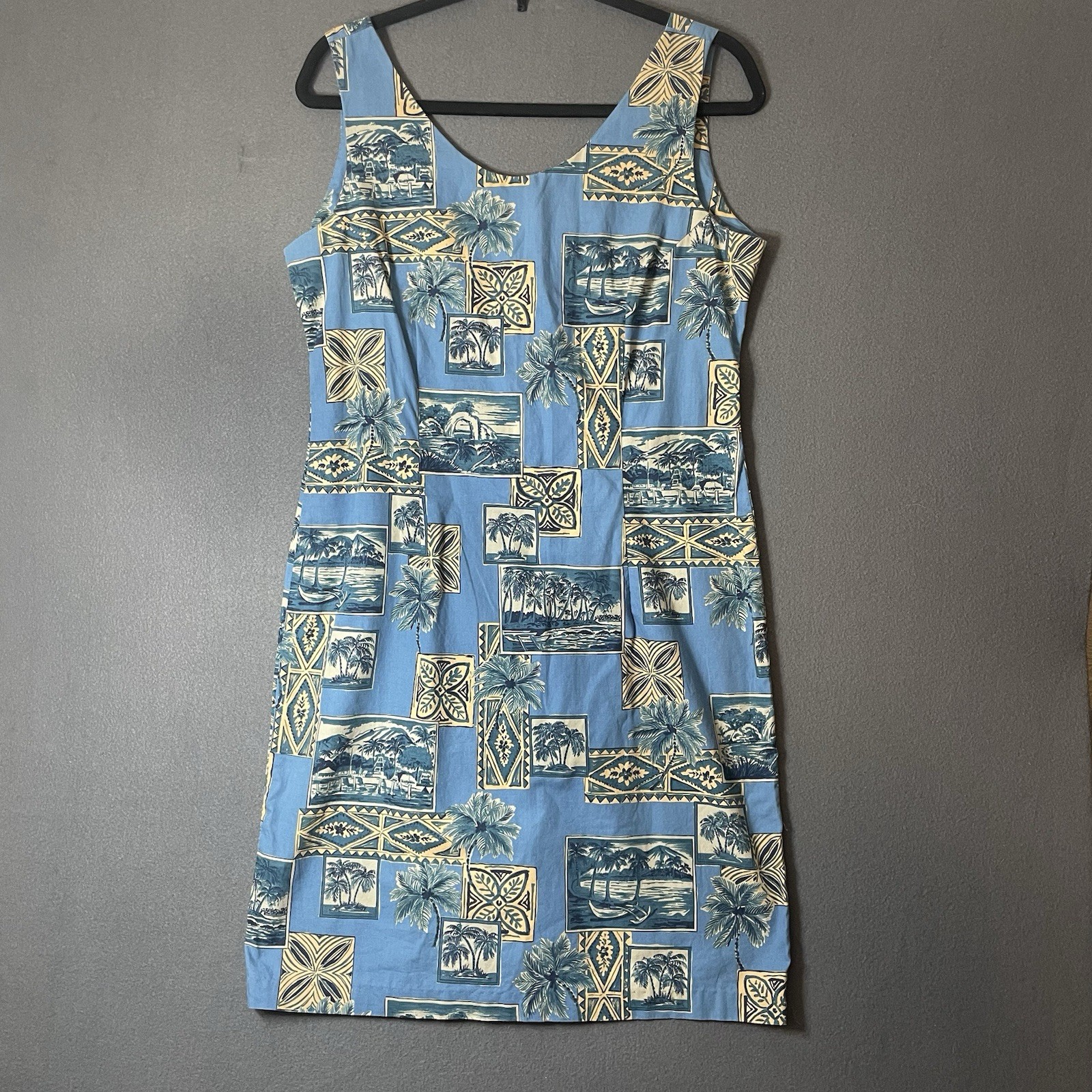 Reyn Spooner Women’s M Pencil Dress Hawaiian Floral Beach Zipper Strap Cotton